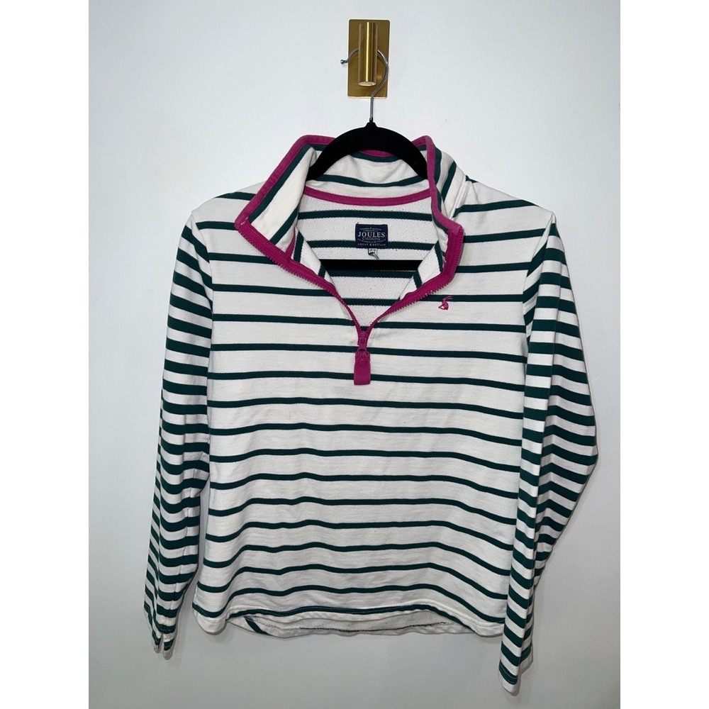 Joules Preppy Sweater Fairdale Cotton Blend Quarter Zip Striped Nautical US 8